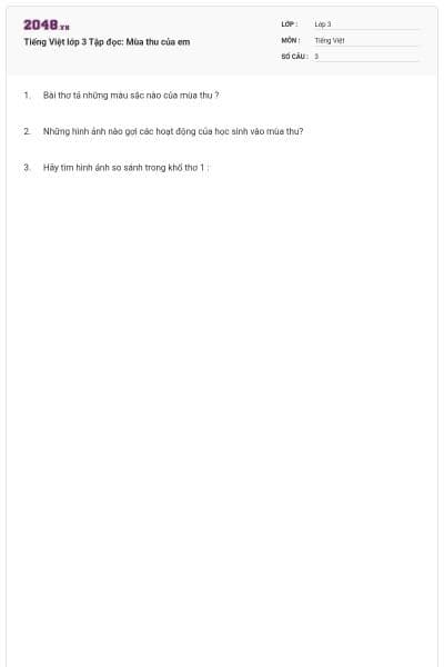 Tiếng Việt lớp 3 Tập đọc: Mùa thu của em