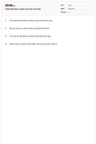 Tiếng Việt lớp 3 Luyện từ và câu: So sánh