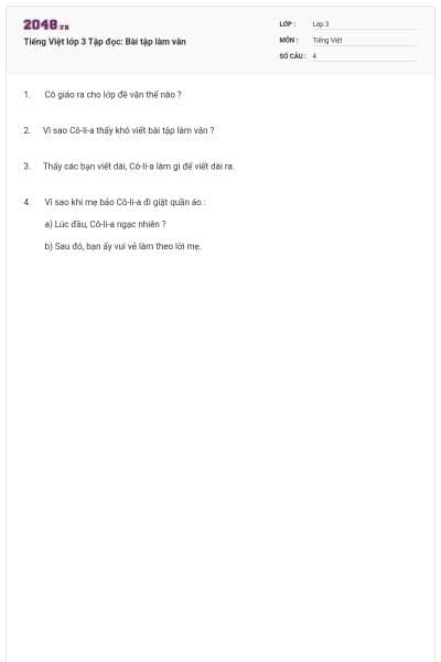 Tiếng Việt lớp 3 Tập đọc: Bài tập làm văn