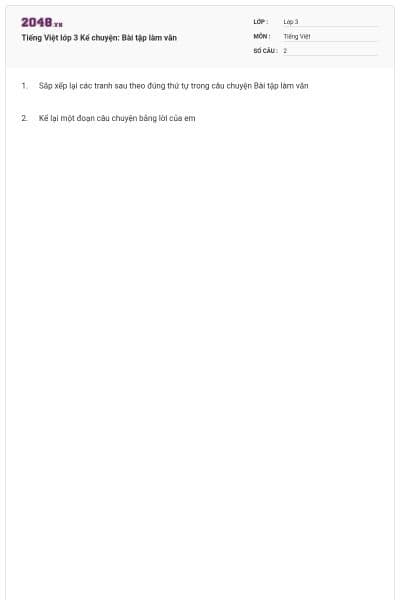Tiếng Việt lớp 3 Kể chuyện: Bài tập làm văn