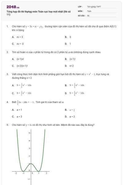 Tổng hợp đề thi thptqg môn Toán cực hay mới nhất (Đề số 11)