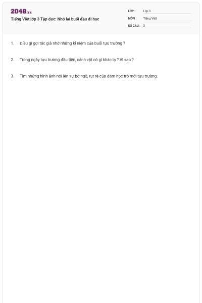 Tiếng Việt lớp 3 Tập đọc: Nhớ lại buổi đầu đi học