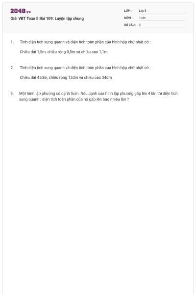 Giải VBT Toán 5 Bài 109: Luyện tập chung