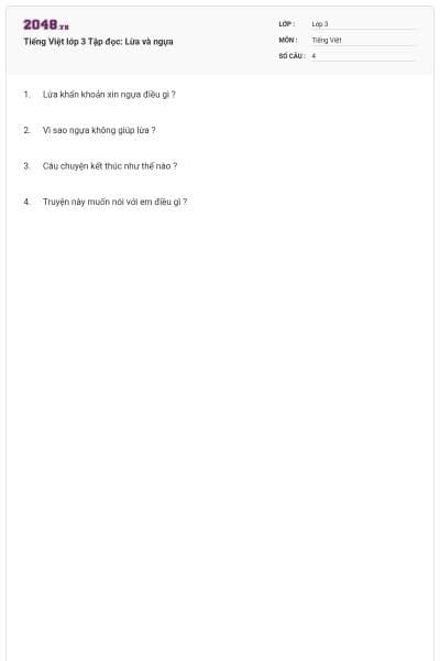 Tiếng Việt lớp 3 Tập đọc: Lừa và ngựa