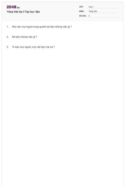 Tiếng Việt lớp 3 Tập đọc: Bận