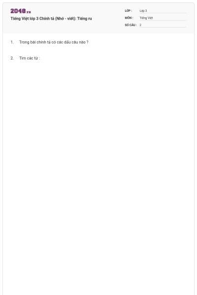 Tiếng Việt lớp 3 Chính tả (Nhớ - viết): Tiếng ru