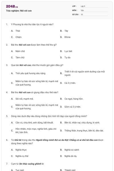 Trắc nghiệm: Nói với con