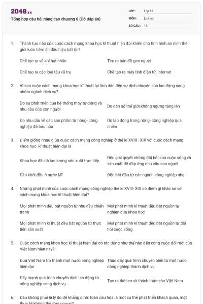 Tổng hợp câu hỏi nâng cao chương 6 (Có đáp án)