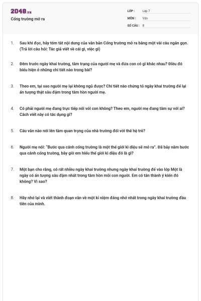 Cổng trường mở ra