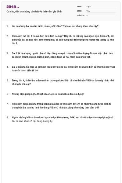 Ca dao, dân ca những câu hát về tình cảm gia đình