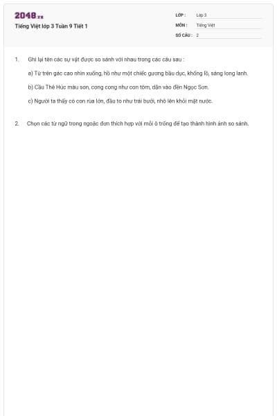 Tiếng Việt lớp 3 Tuần 9 Tiết 1