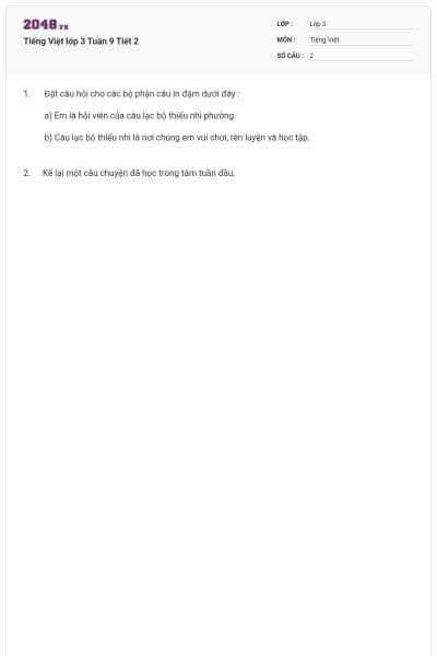 Tiếng Việt lớp 3 Tuần 9 Tiết 2