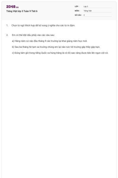 Tiếng Việt lớp 3 Tuần 9 Tiết 6