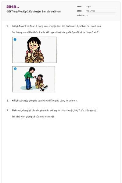 Giải Tiếng Việt lớp 2 Kể chuyện: Bím tóc đuôi sam