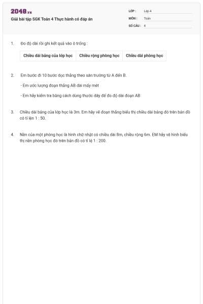 Giải bài tập SGK Toán 4 Thực hành có đáp án
