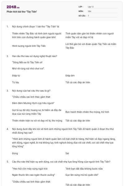 Phân tích bài thơ "Tây Tiến"