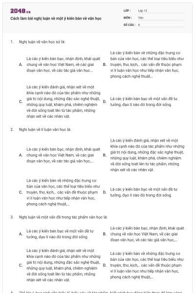 Cách làm bài nghị luận về một ý kiến bàn về văn học