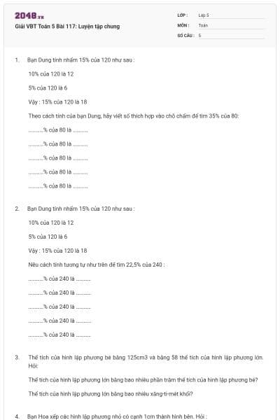 Giải VBT Toán 5 Bài 117: Luyện tập chung