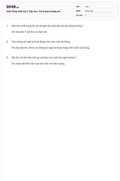 Giải Tiếng Việt lớp 2 Tập đọc: Cái trống trường em