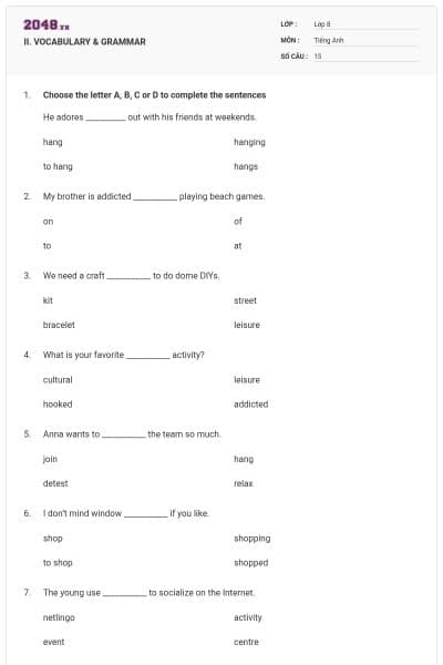II. VOCABULARY & GRAMMAR
