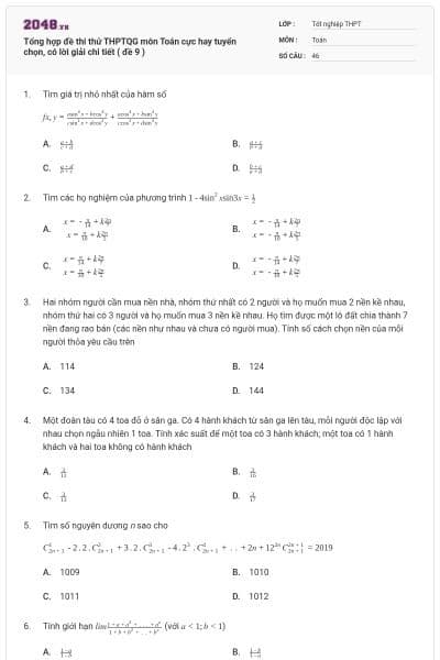 Tổng hợp đề thi thử THPTQG môn Toán cực hay tuyển chọn, có lời giải chi tiết ( đề 9 )