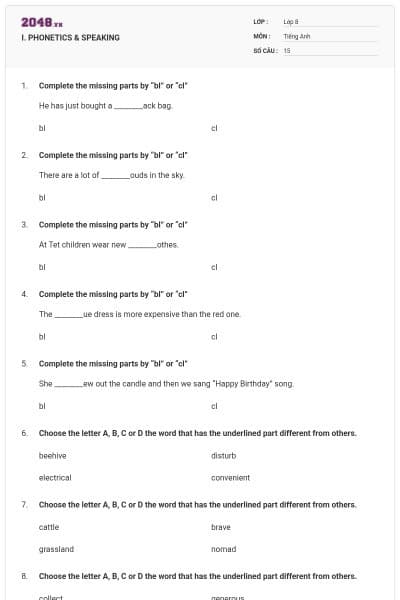 I. PHONETICS & SPEAKING