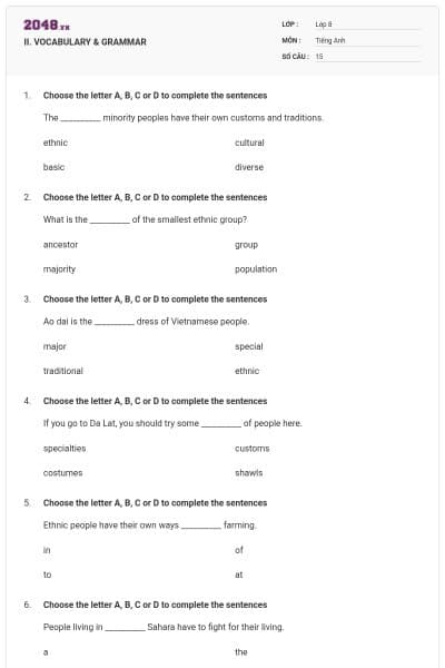 II. VOCABULARY & GRAMMAR