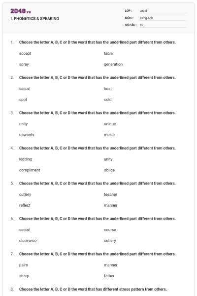I. PHONETICS & SPEAKING