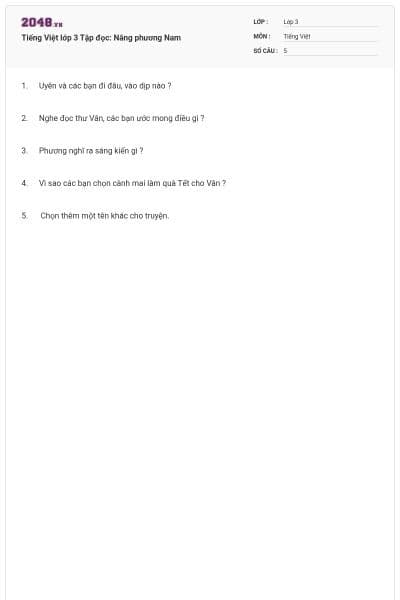 Tiếng Việt lớp 3 Tập đọc: Nắng phương Nam