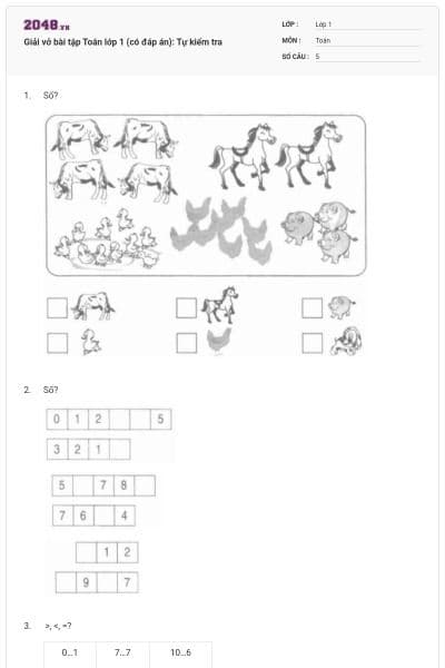 Giải vở bài tập Toán lớp 1 (có đáp án): Tự kiểm tra