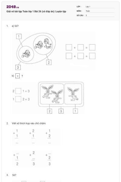Giải vở bài tập Toán lớp 1 Bài 26 (có đáp án): Luyện tập