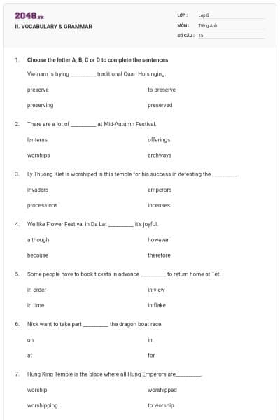 II. VOCABULARY & GRAMMAR