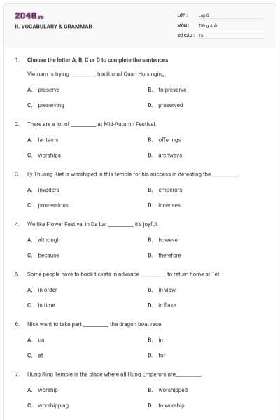 II. VOCABULARY & GRAMMAR
