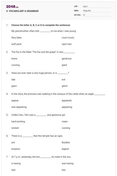 II. VOCABULARY & GRAMMAR