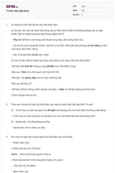 Từ hán việt (tiếp theo)