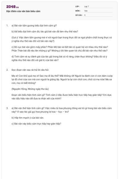 Đặc điểm của văn bản biểu cảm