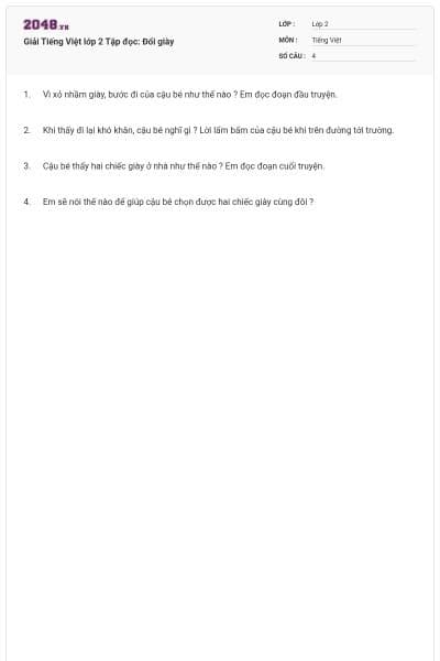 Giải Tiếng Việt lớp 2 Tập đọc: Đổi giày