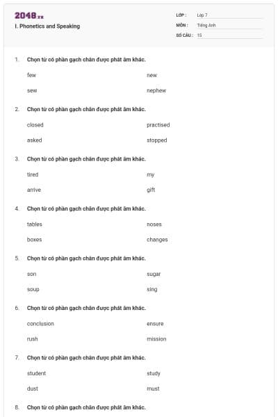 I. Phonetics and Speaking