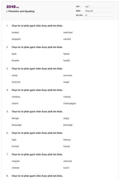 I. Phonetics and Speaking