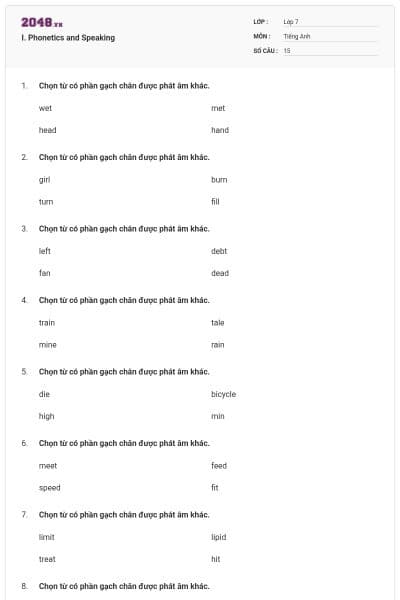 I. Phonetics and Speaking
