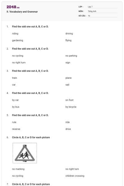 II. Vocabulary and Grammar