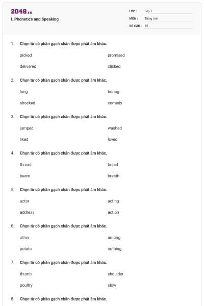 I. Phonetics and Speaking