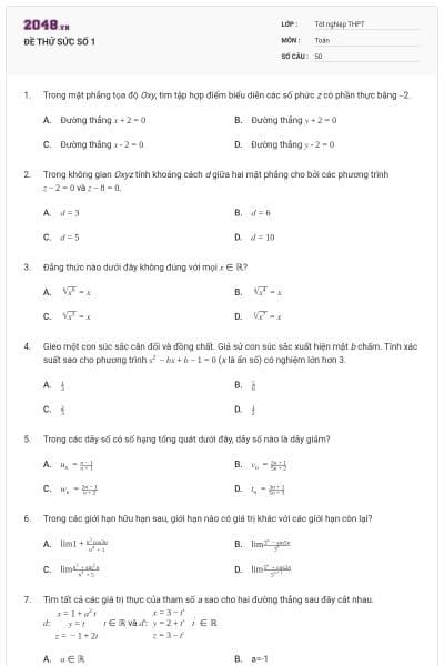 ĐỀ THỬ SỨC SỐ 1