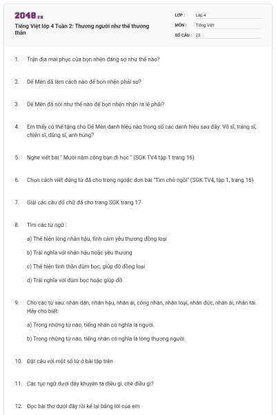 Tiếng Việt lớp 4 Tuần 2: Thương người như thể thương thân