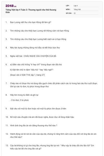 Tiếng Việt lớp 4 Tuần 3: Thương người như thể thương thân