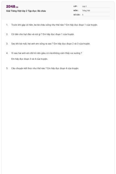 Giải Tiếng Việt lớp 2 Tập đọc: Bà cháu