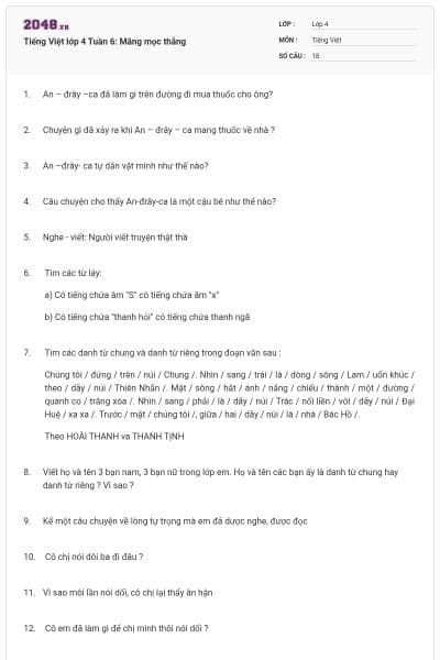 Tiếng Việt lớp 4 Tuần 6: Măng mọc thẳng