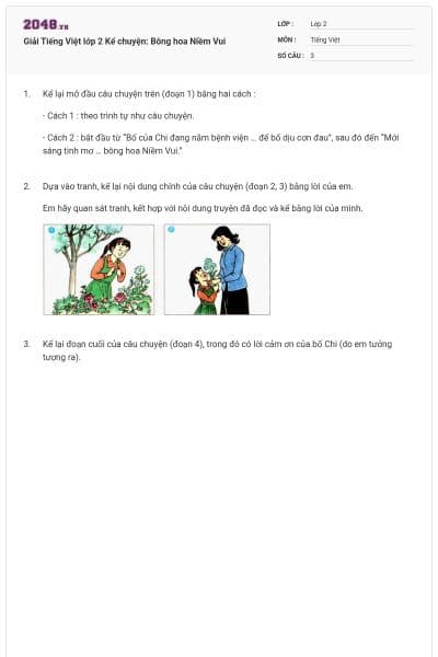 Giải Tiếng Việt lớp 2 Kể chuyện: Bông hoa Niềm Vui