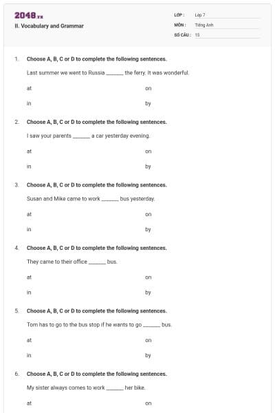 II. Vocabulary and Grammar