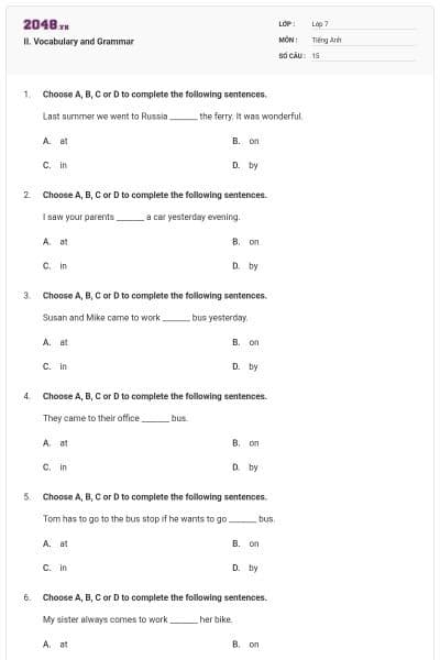 II. Vocabulary and Grammar